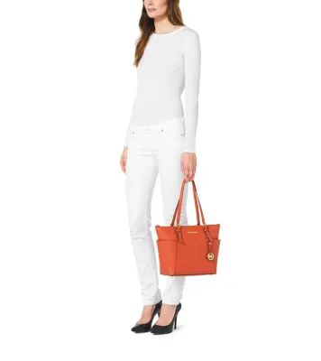 Jet Set Large Crossgrain Leather Top-Zip Tote Bag