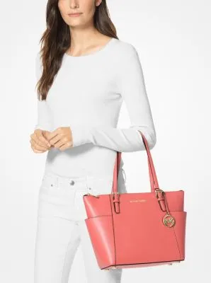 Jet Set Large Crossgrain Leather Top-Zip Tote Bag
