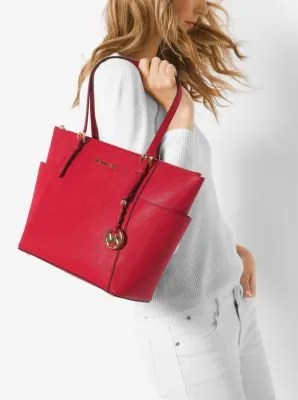 Jet Set Large Crossgrain Leather Top-Zip Tote Bag