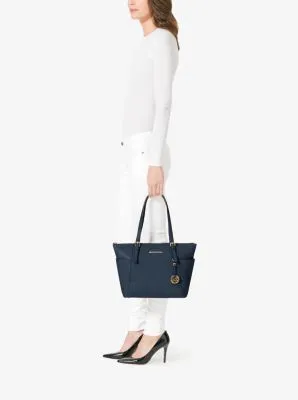 Jet Set Large Crossgrain Leather Top-Zip Tote Bag