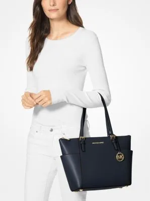 Jet Set Large Crossgrain Leather Top-Zip Tote Bag