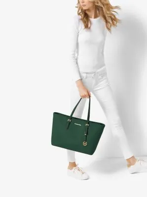 Jet Set Medium Saffiano Leather Top-Zip Tote Bag