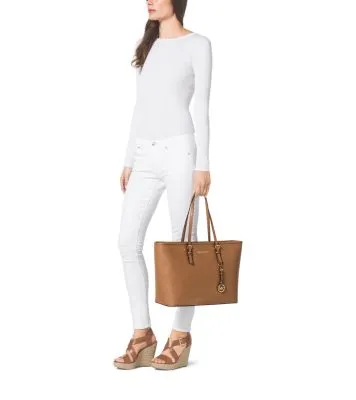 Jet Set Medium Saffiano Leather Top-Zip Tote Bag