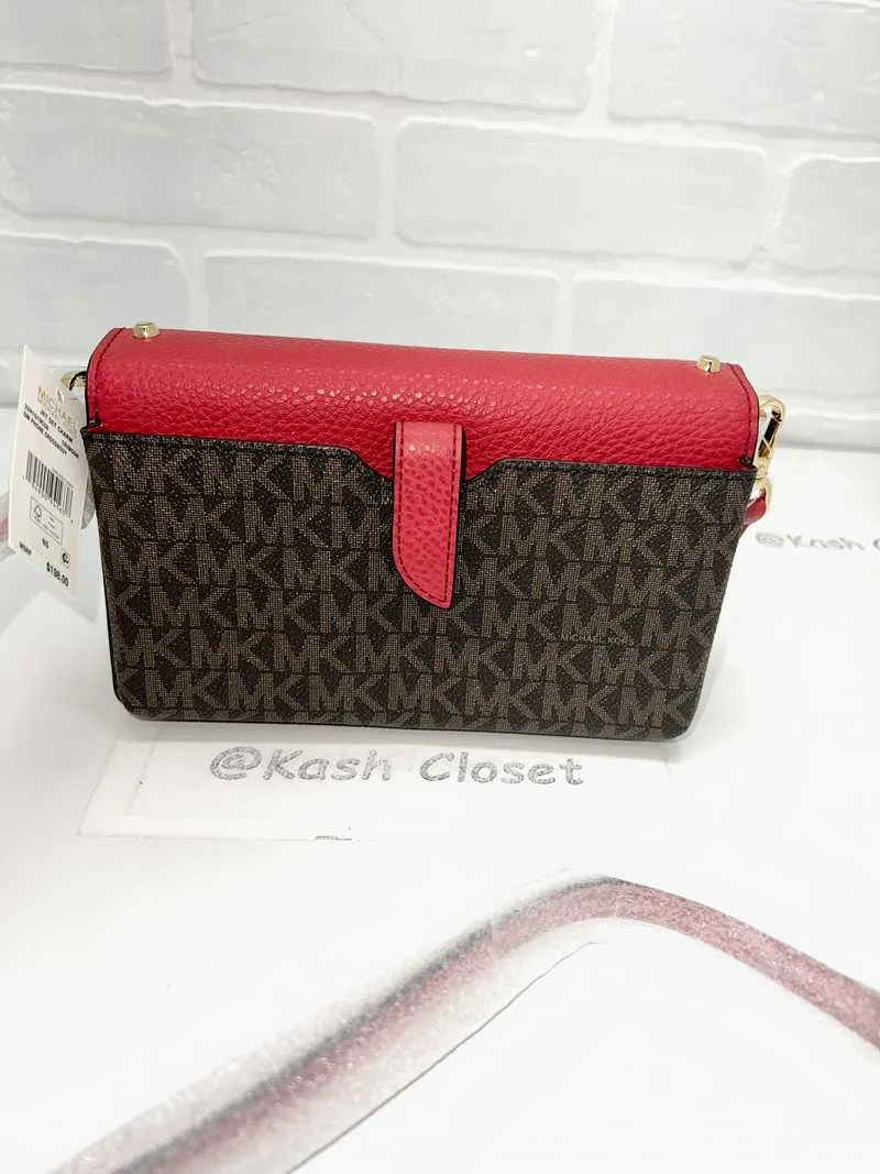 Jet Set Small Studded Faux Leather and Logo Smartphone Crossbody Bag