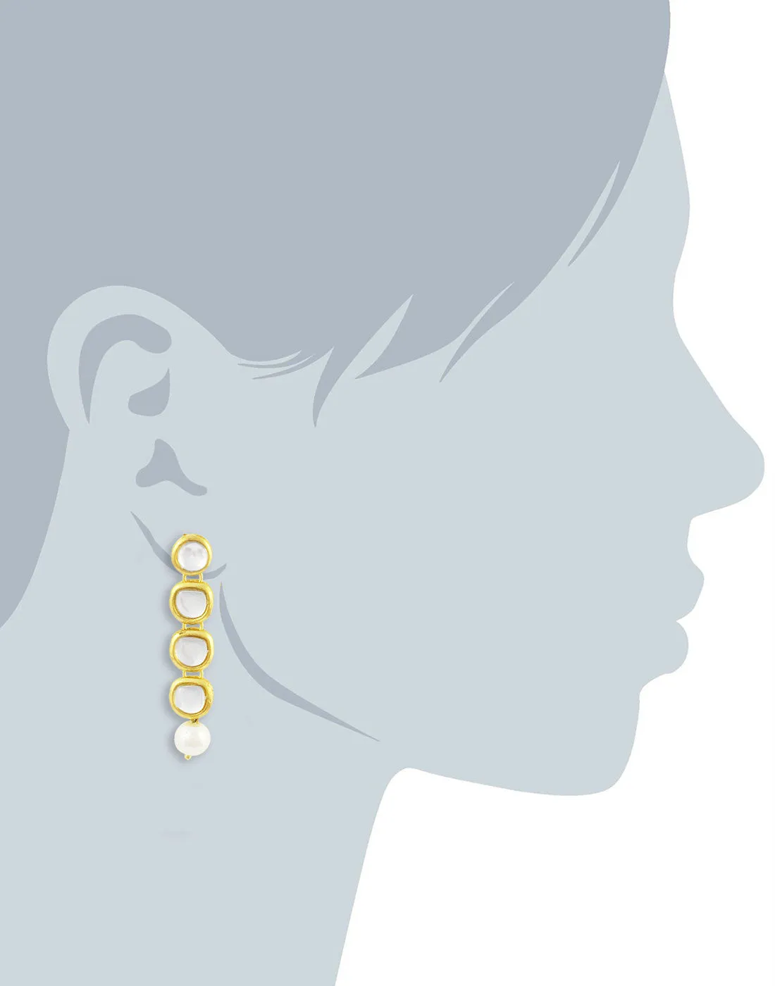 Karatcart 22K GoldPlated Kundan Layered Ethnic White Pearl Drop Rani Haar Necklace Set