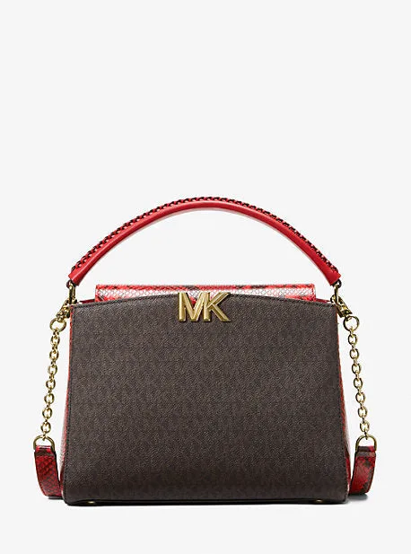 Karlie Medium Logo and Embossed Leather Satchel