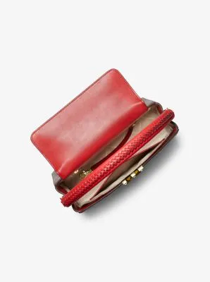 Karlie Medium Logo and Embossed Leather Satchel