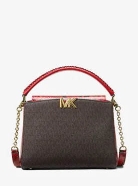 Karlie Medium Logo and Embossed Leather Satchel