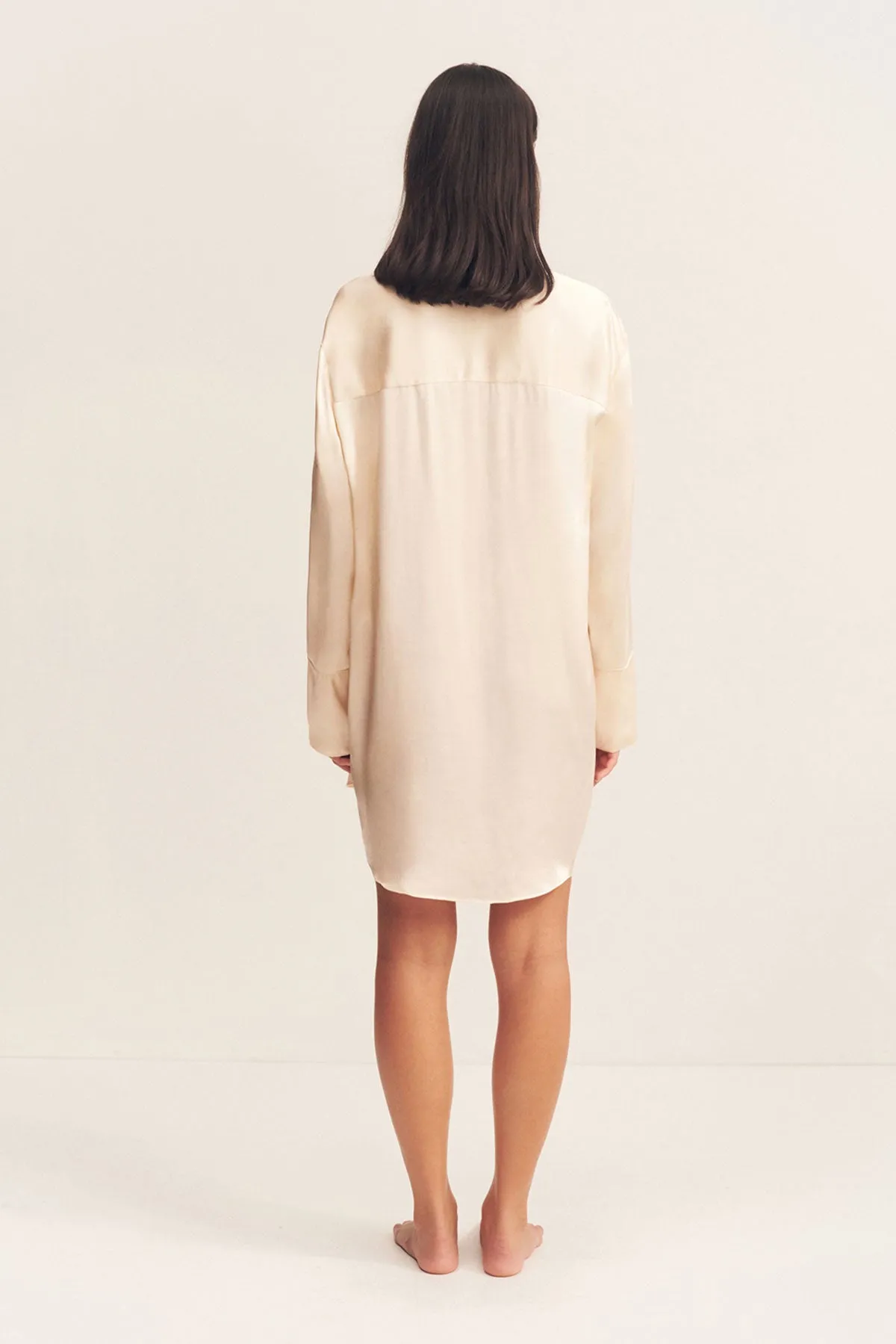 LA LUNE LOUNGE SHIRT DRESS - CREAM