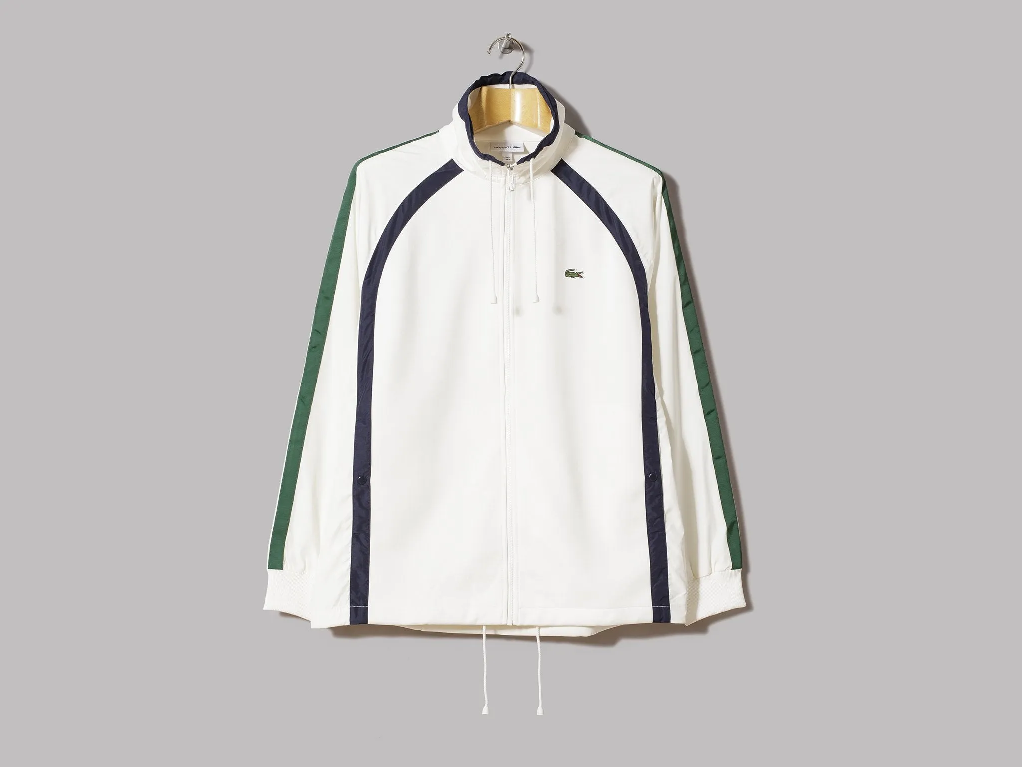 Lacoste Green Ribbon Detail Track Top (Off White / Green / Navy)