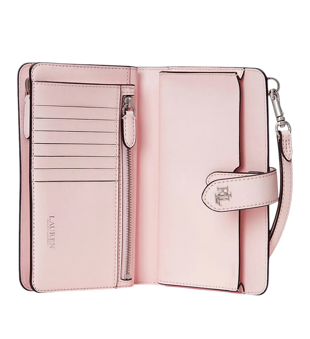 Lauren Ralph Lauren Crosshatch Leather Tech Wristlet Pink Opal