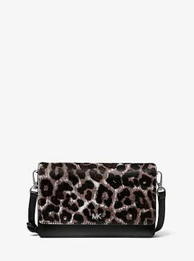 Leopard Calf Hair and Leather Convertible Crossbody Bag