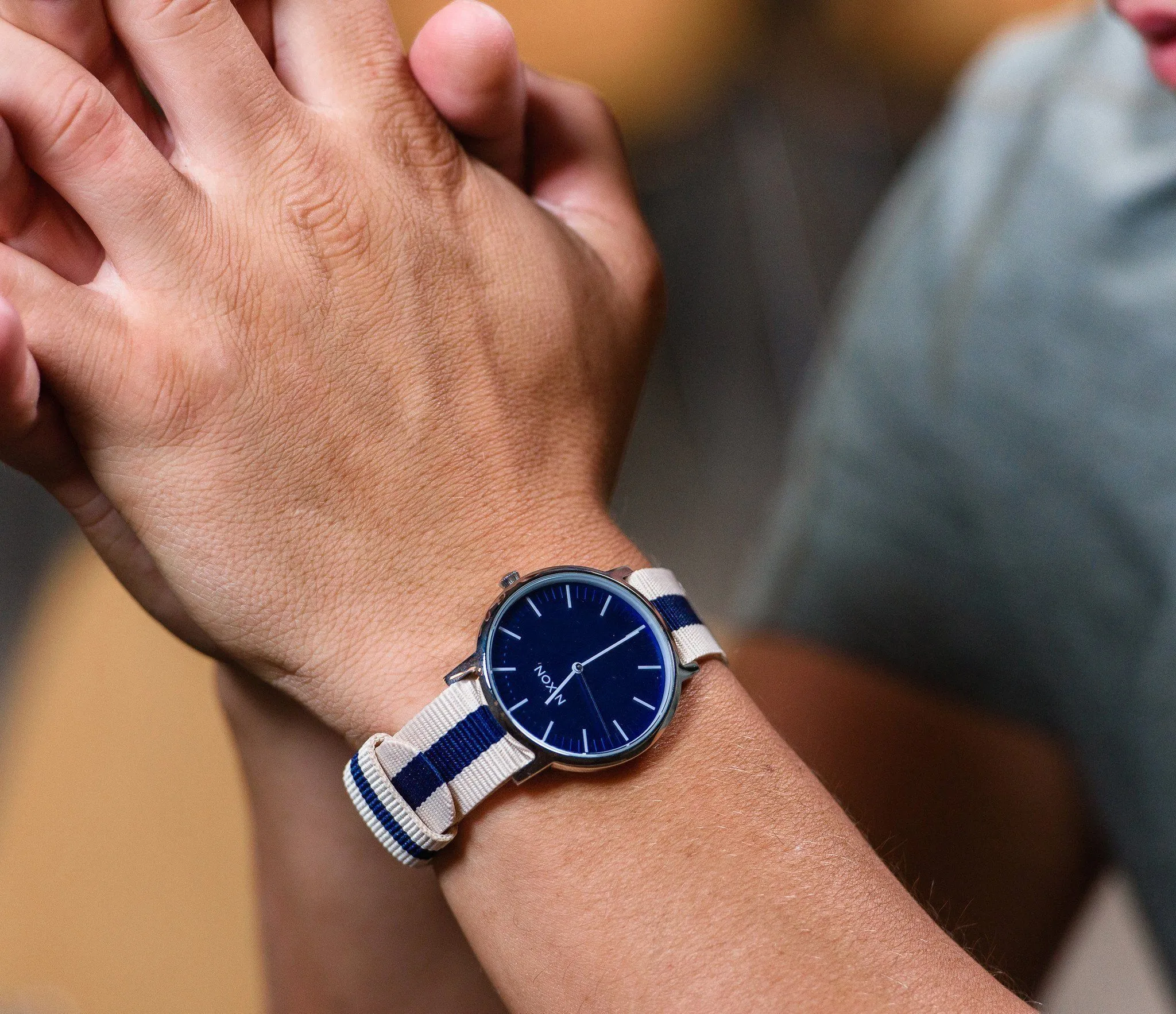 Linen And Navy NATO® Style Watch Band (18mm, 20mm, 22mm SALE)