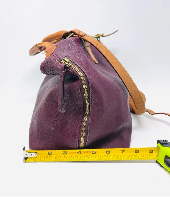 Mark & Graham maroon/brown Pebbled Leather Designer Satchel