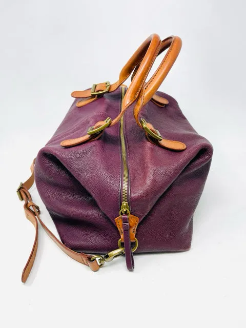 Mark & Graham maroon/brown Pebbled Leather Designer Satchel