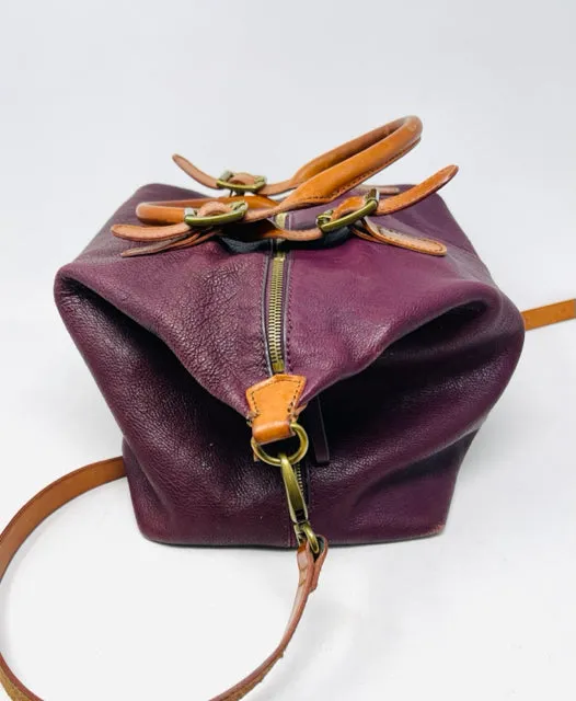 Mark & Graham maroon/brown Pebbled Leather Designer Satchel