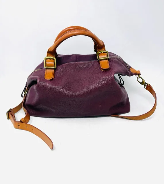 Mark & Graham maroon/brown Pebbled Leather Designer Satchel