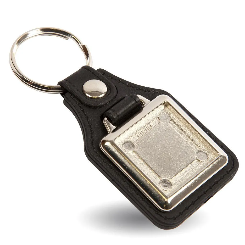 MD10 Square Blank Medallion PU Leather Photo Insert Keyring - 25mm - Pack of 10