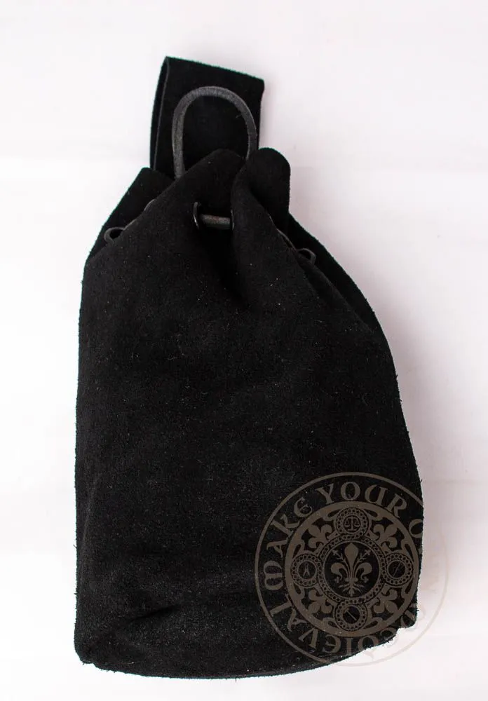 Medieval Suede Leather Pouch - Black