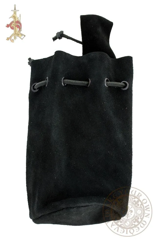 Medieval Suede Leather Pouch - Black