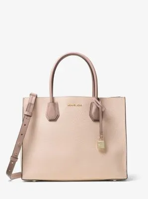Mercer Large Tri-Color Pebbled Leather Tote Bag