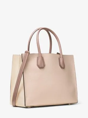 Mercer Large Tri-Color Pebbled Leather Tote Bag