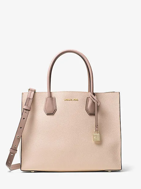 Mercer Large Tri-Color Pebbled Leather Tote Bag