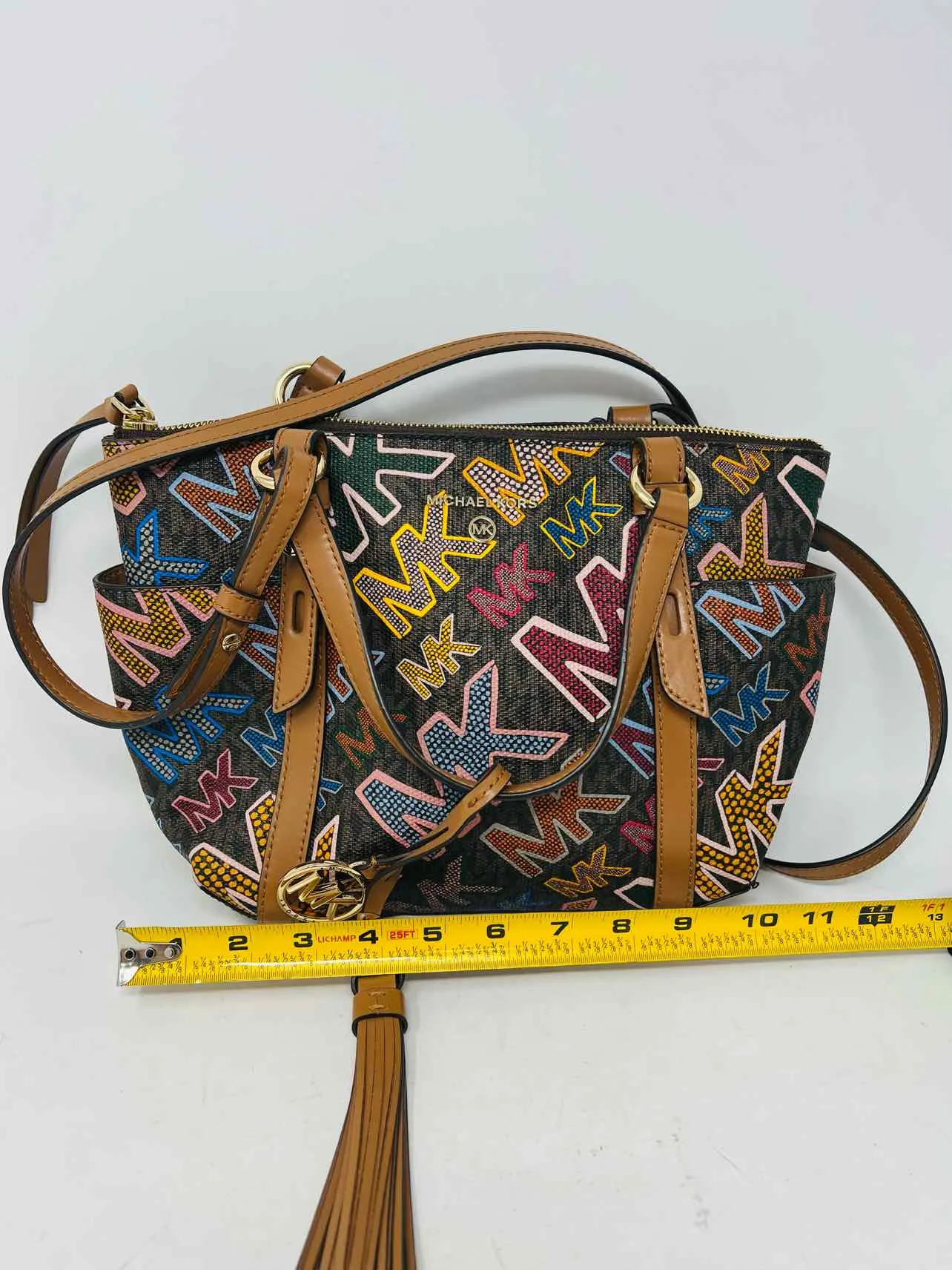Michael Michael Kors Brown/Multi Monogrammed Designer Satchel