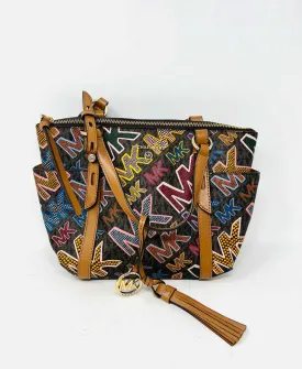 Michael Michael Kors Brown/Multi Monogrammed Designer Satchel