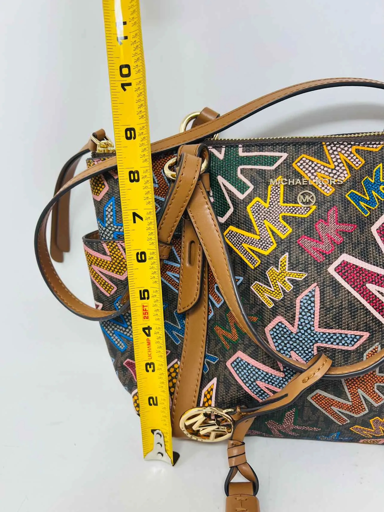 Michael Michael Kors Brown/Multi Monogrammed Designer Satchel