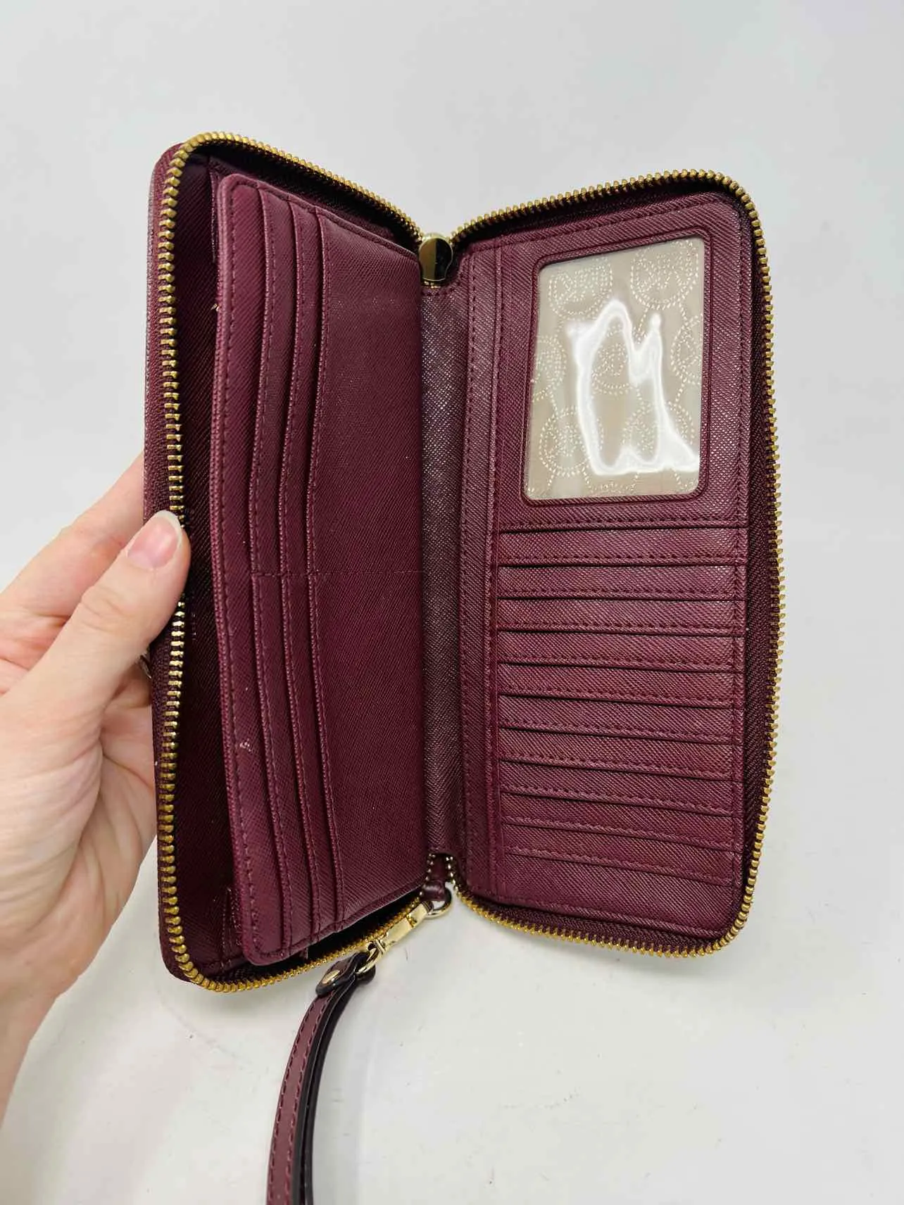 Michael Michael Kors Maroon Monogrammed Saffiano Designer Wristlet