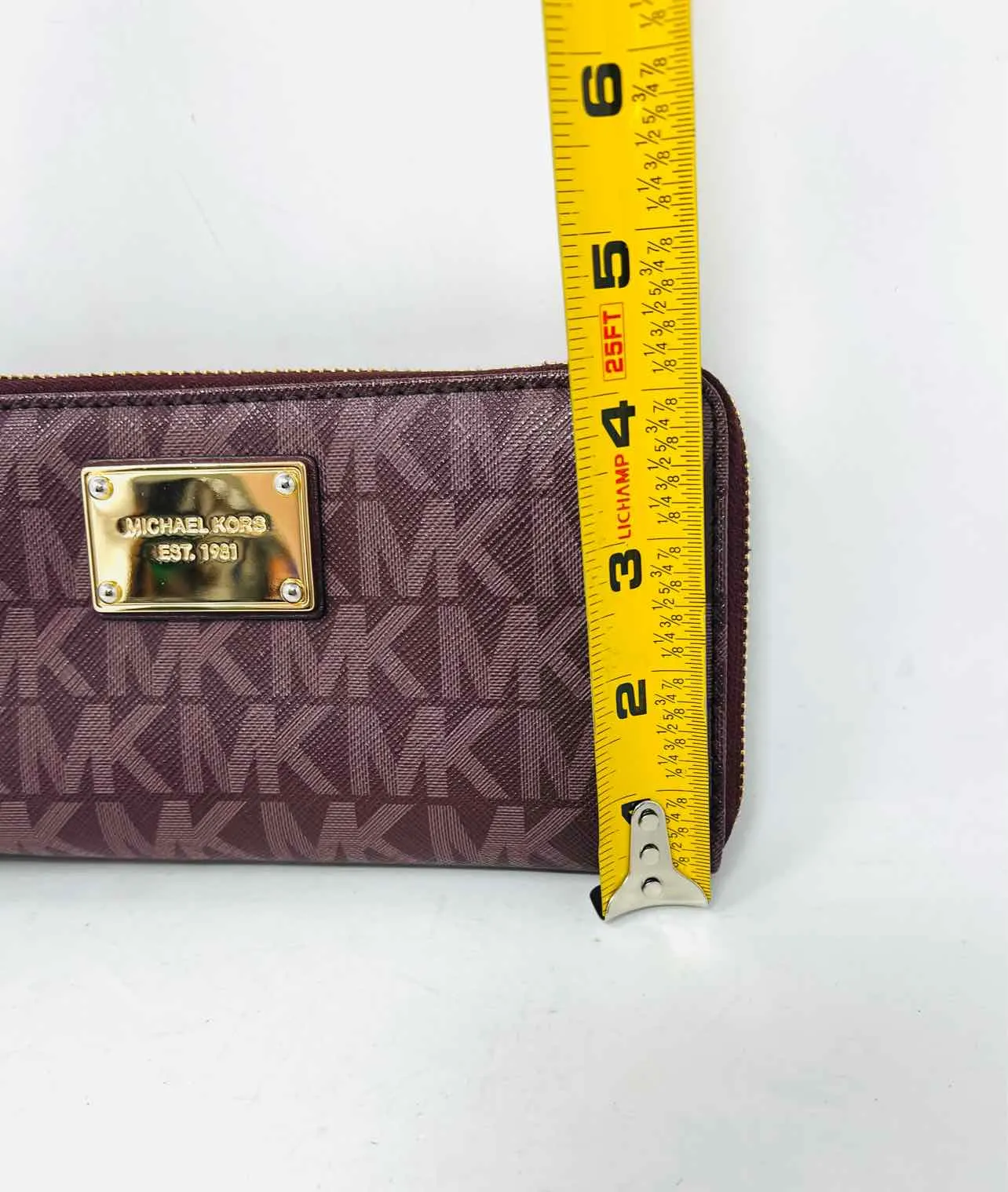 Michael Michael Kors Maroon Monogrammed Saffiano Designer Wristlet