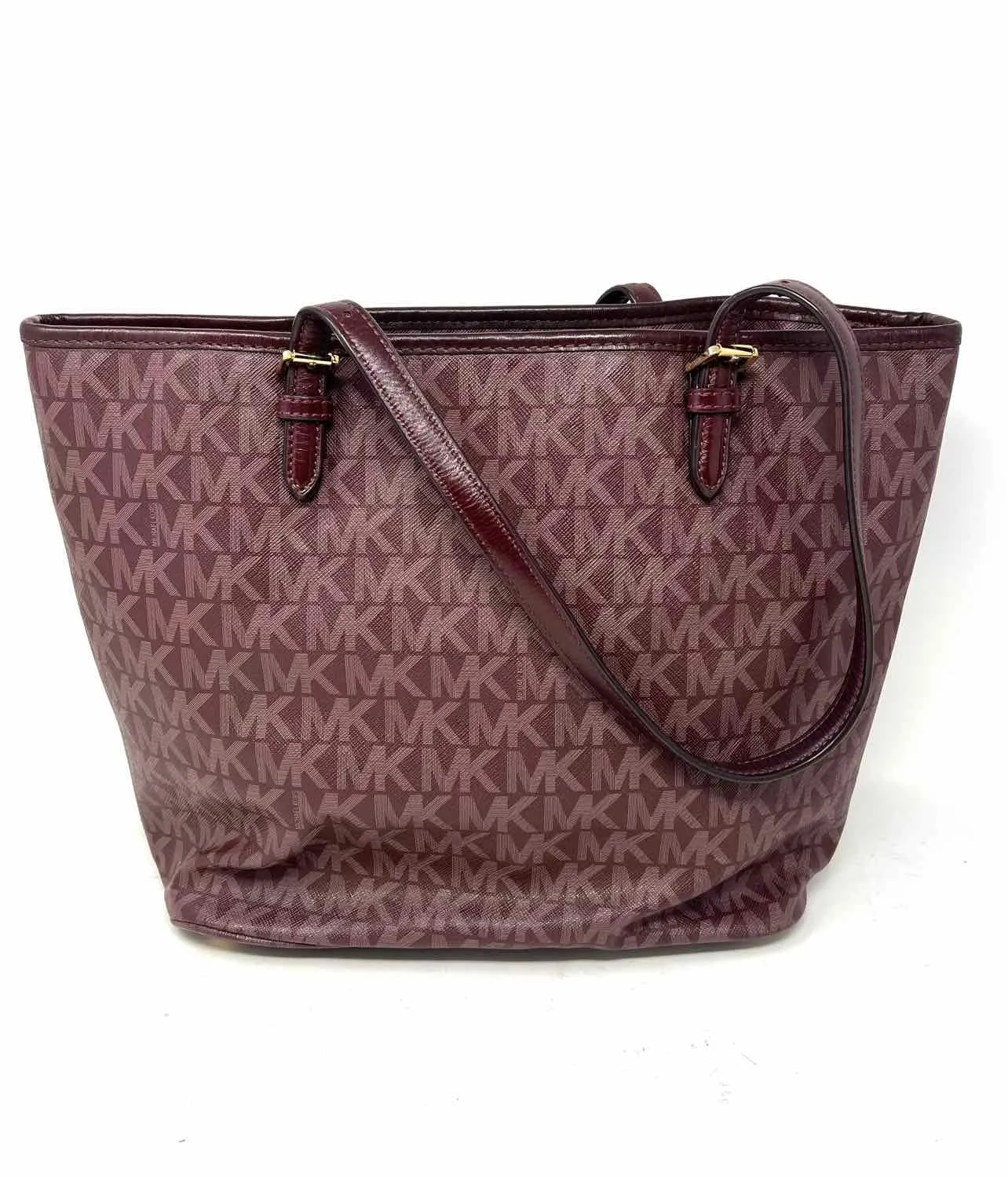 Michael Michael Kors Maroon Monogrammed Saffiano W/ DUST BAG Designer Tote