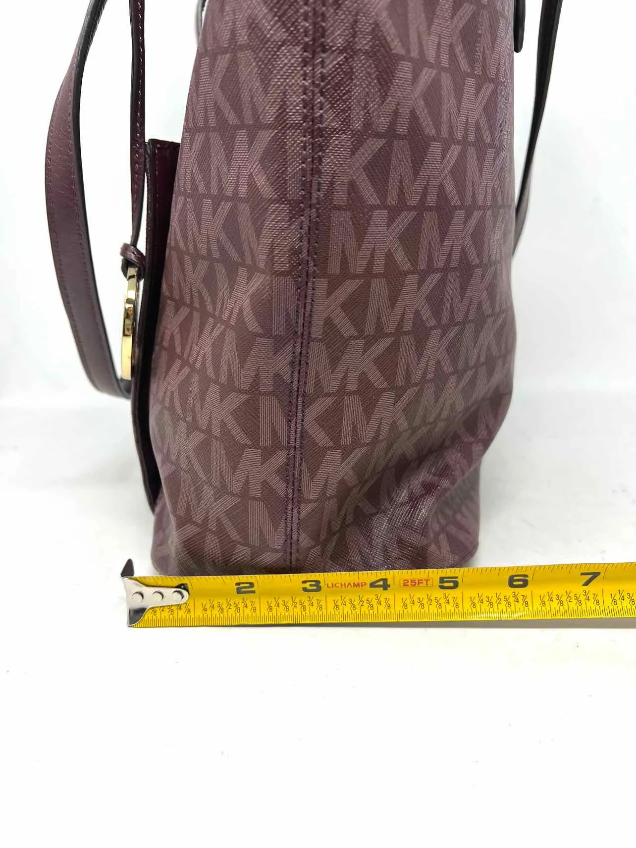 Michael Michael Kors Maroon Monogrammed Saffiano W/ DUST BAG Designer Tote