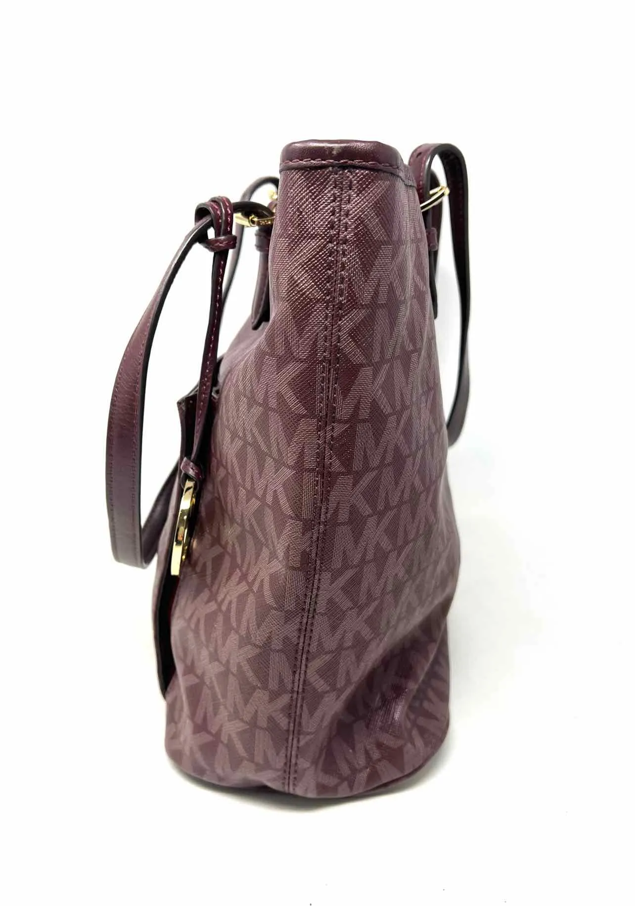 Michael Michael Kors Maroon Monogrammed Saffiano W/ DUST BAG Designer Tote