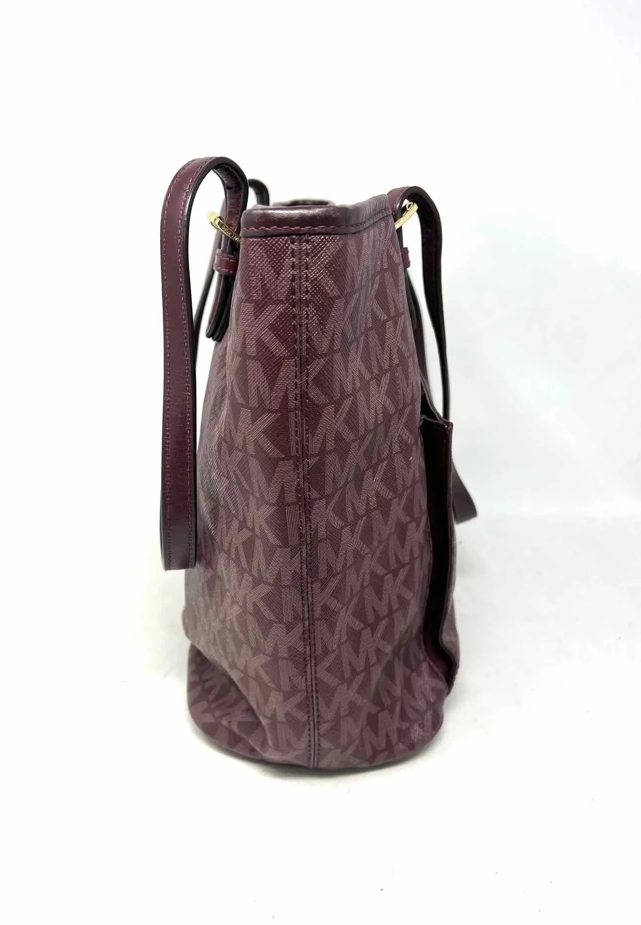 Michael Michael Kors Maroon Monogrammed Saffiano W/ DUST BAG Designer Tote