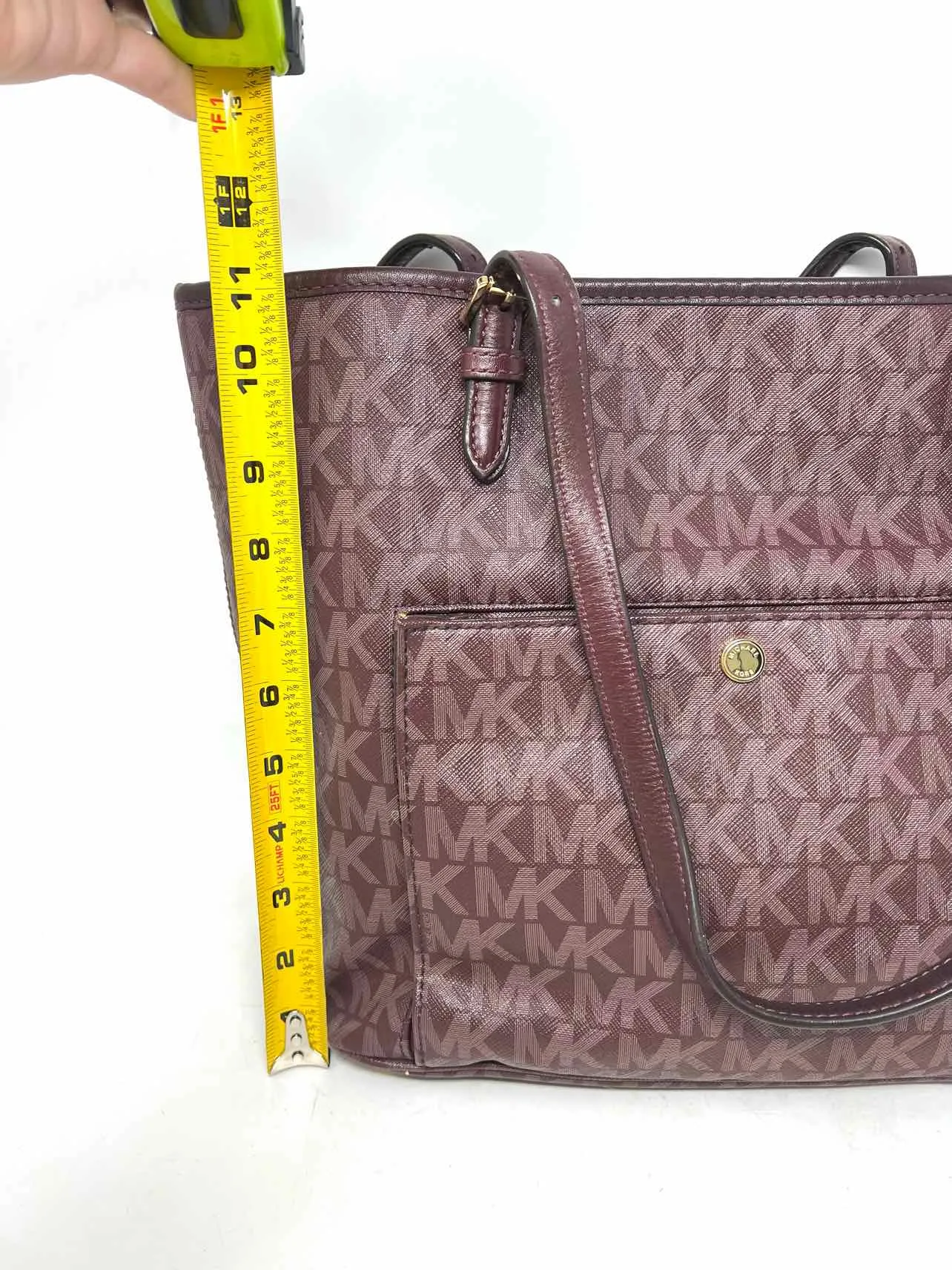 Michael Michael Kors Maroon Monogrammed Saffiano W/ DUST BAG Designer Tote
