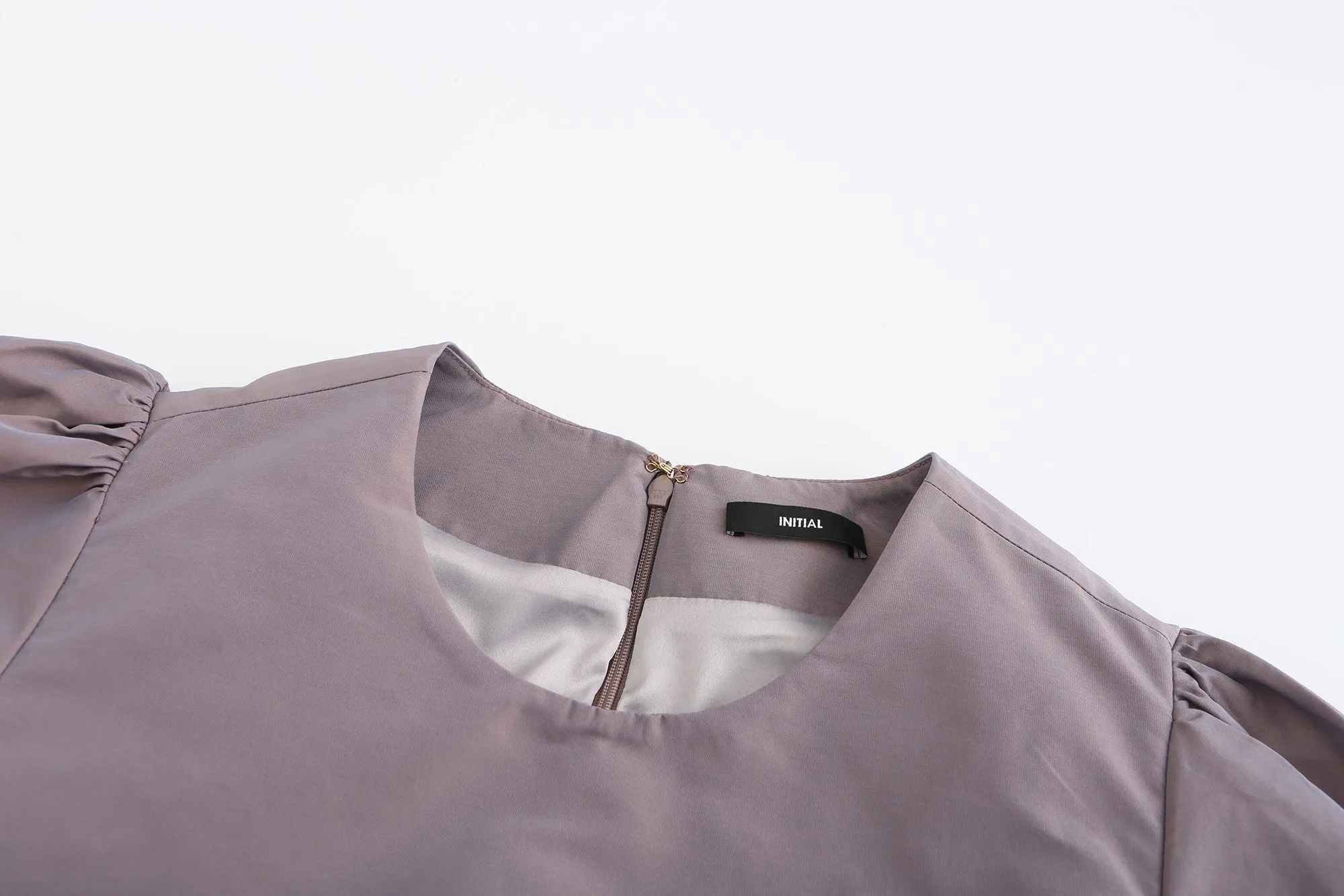 Nylon Puff Sleeves Dress