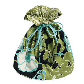 Orchid Black Turquoise Drawstring Bag, Small