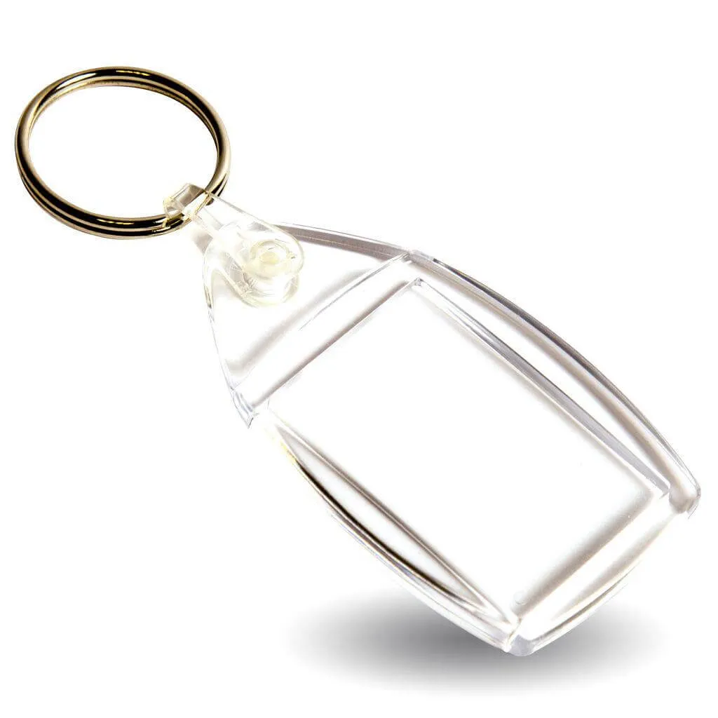 P6 Rectangular Blank Plastic Photo Insert Keyring - 35 x 24mm - Individually Bagged - Pack of 10