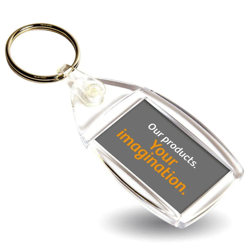 P6 Rectangular Blank Plastic Photo Insert Keyring - 35 x 24mm - Individually Bagged - Pack of 10