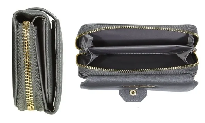 RAMPAGE Trifold Wallet with Front Tab Detailing and Back Zip Pocket