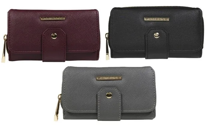 RAMPAGE Trifold Wallet with Front Tab Detailing and Back Zip Pocket