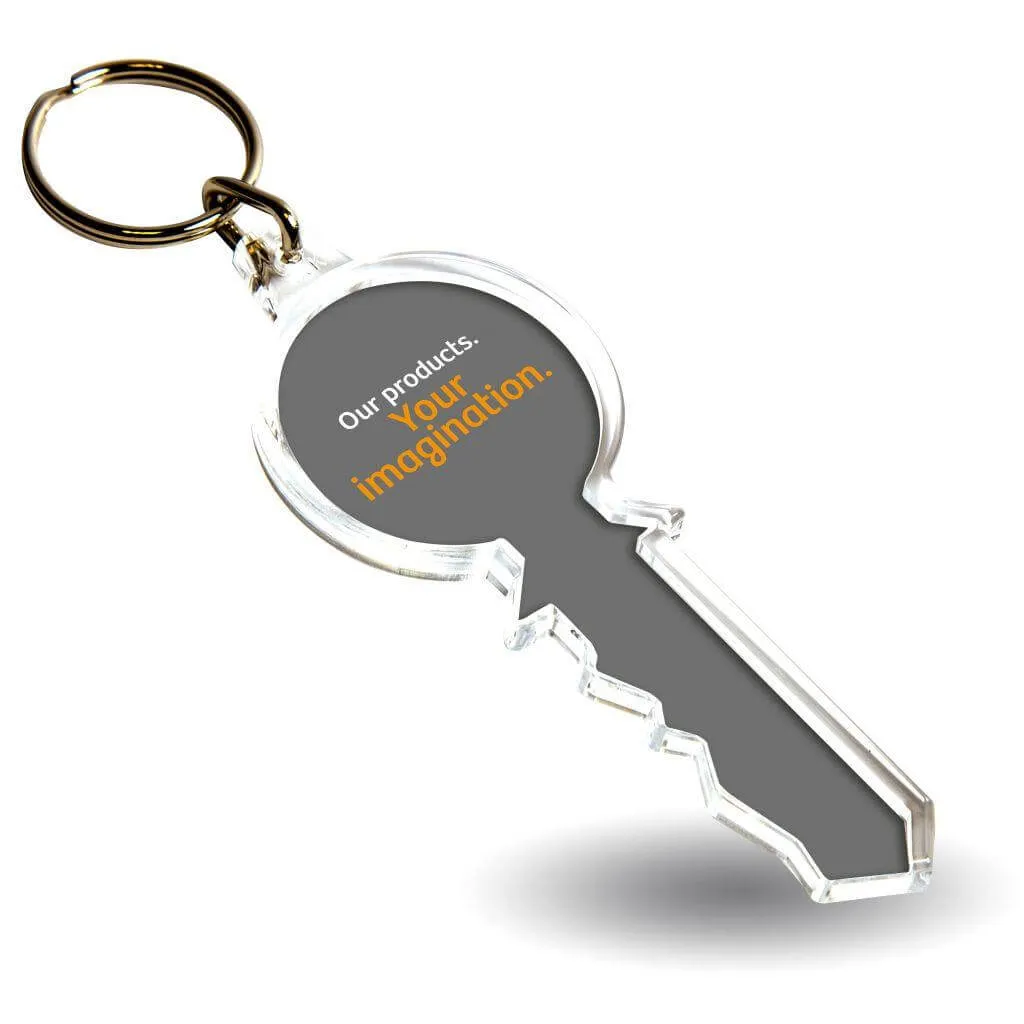 S-Key Shaped Blank Plastic Photo Insert Keyring - 79 x 32mm - Pack of 50