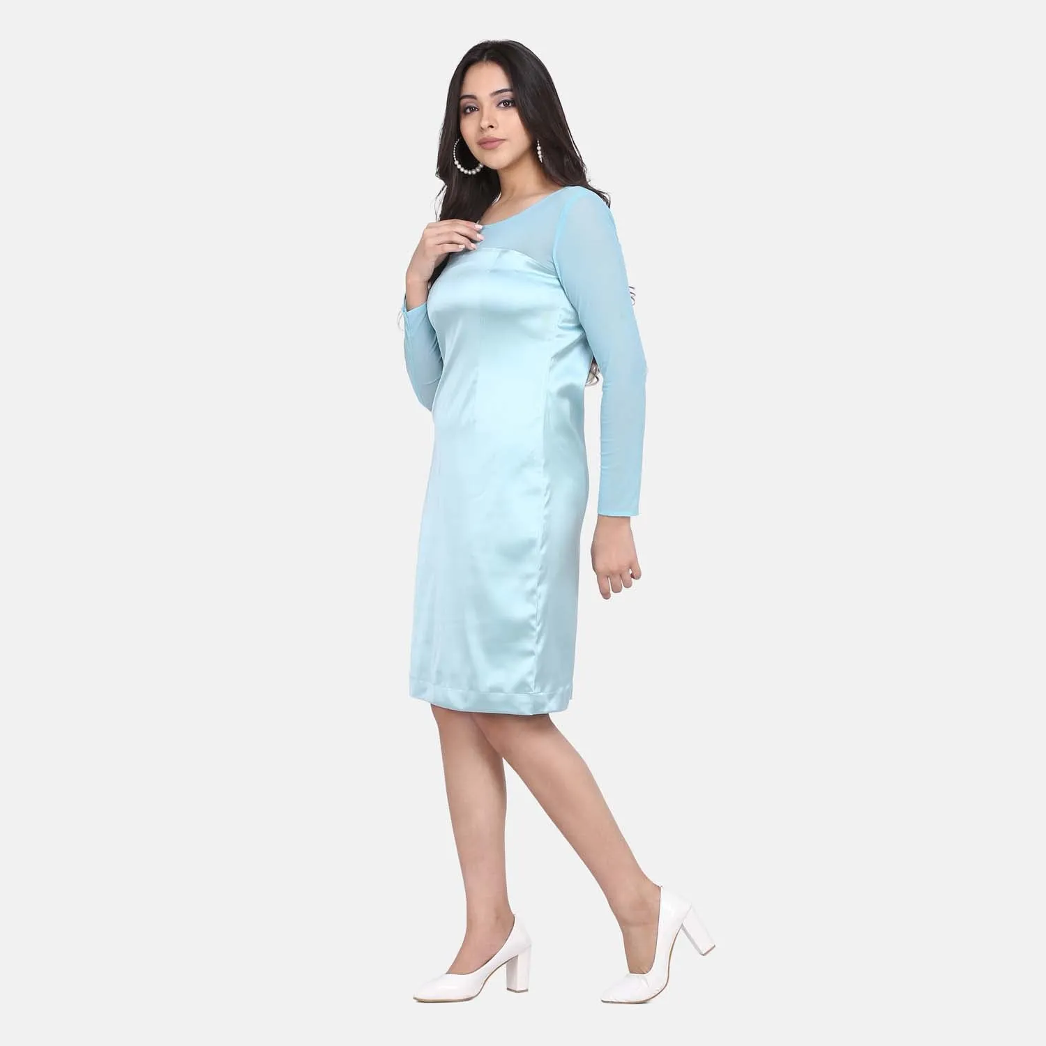 Sea Green Gorgeous Stretch Satin Party Dress 
