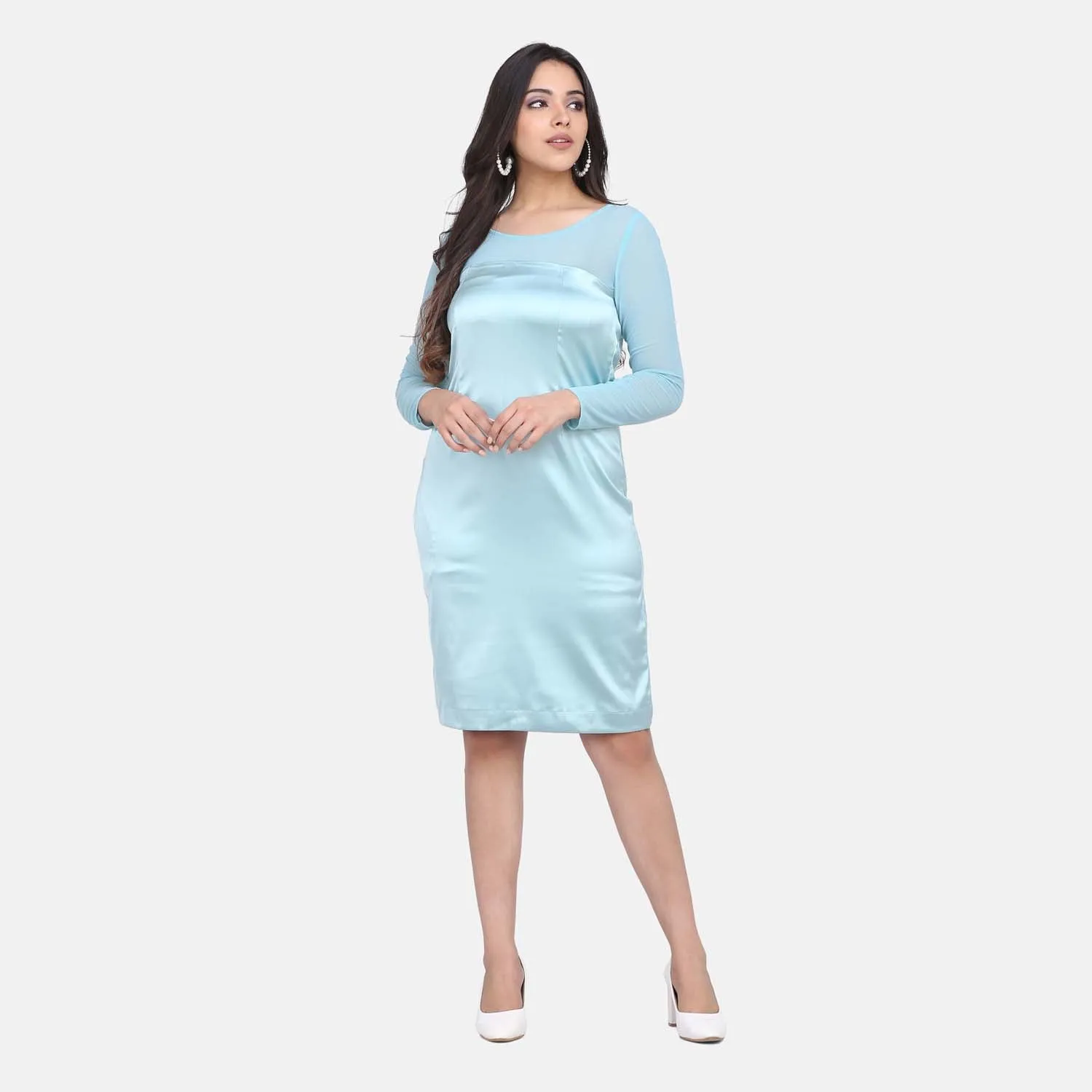 Sea Green Gorgeous Stretch Satin Party Dress 
