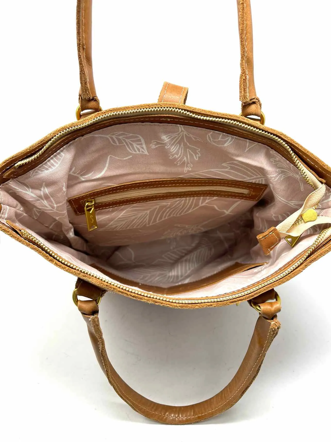 Tan/Gold Zipper Leather Purses BackPack