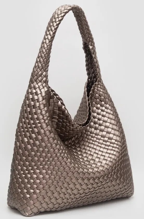 Tiara Woven Hobo Tote Bag With Pouch