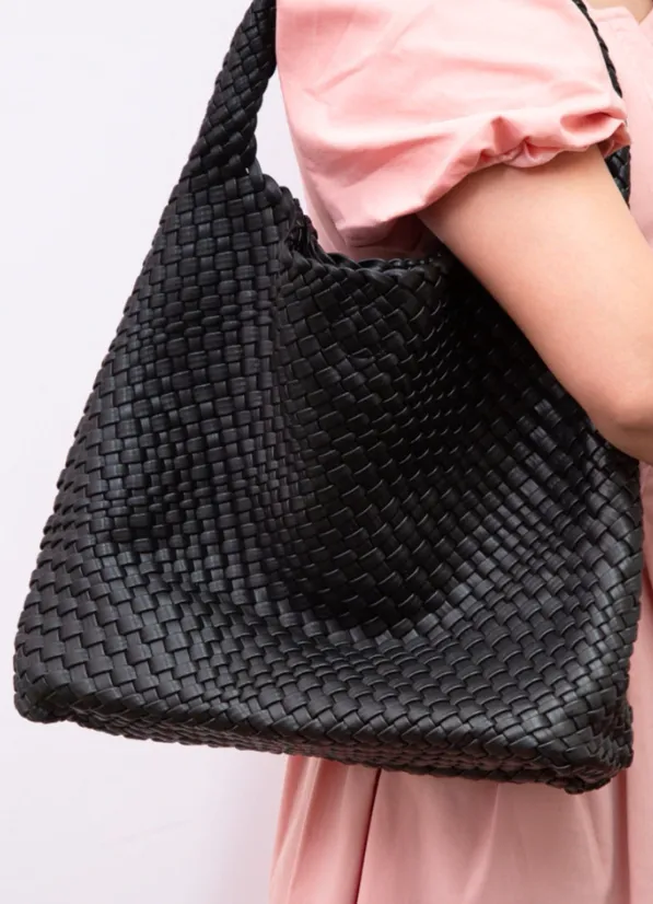 Tiara Woven Hobo Tote Bag With Pouch