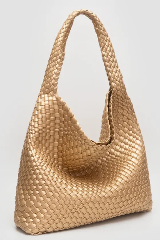 Tiara Woven Hobo Tote Bag With Pouch